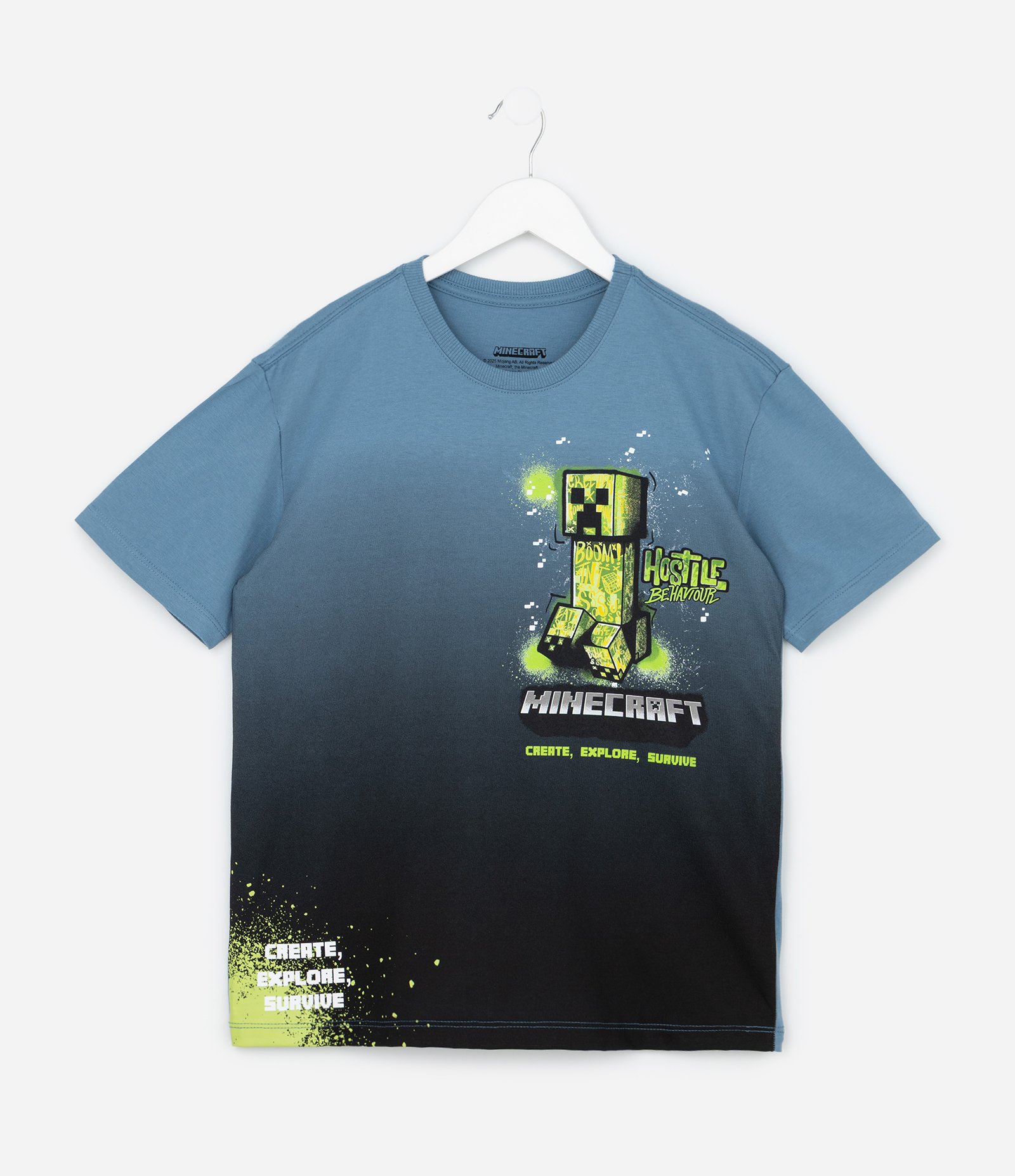 Camiseta Infantil com Estampa Degrade Minecraft - Tam 5 a 14 Anos Azul 1