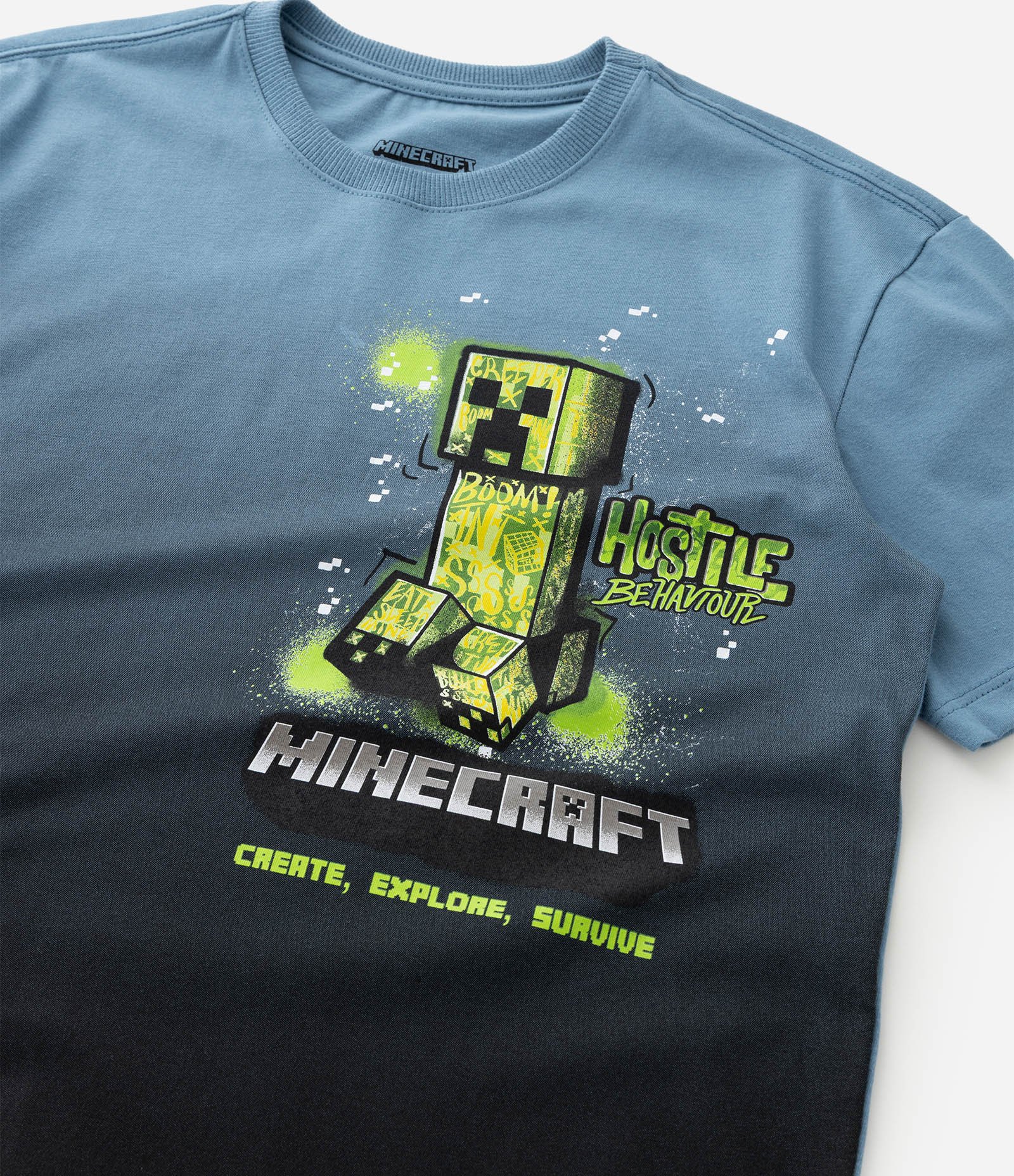 Camiseta Infantil com Estampa Degrade Minecraft - Tam 5 a 14 Anos Azul 6