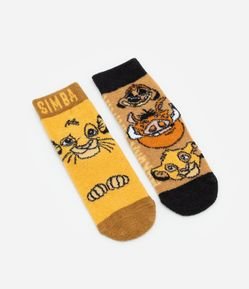 Kit 02 Meias Infantis com Estampa Rei Leão - Tam 19 a 30