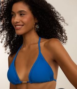 Biquíni Top Cortininha em Poliamida com Alças Trançadas