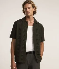 Camisa Boxy com Textura Enrugada