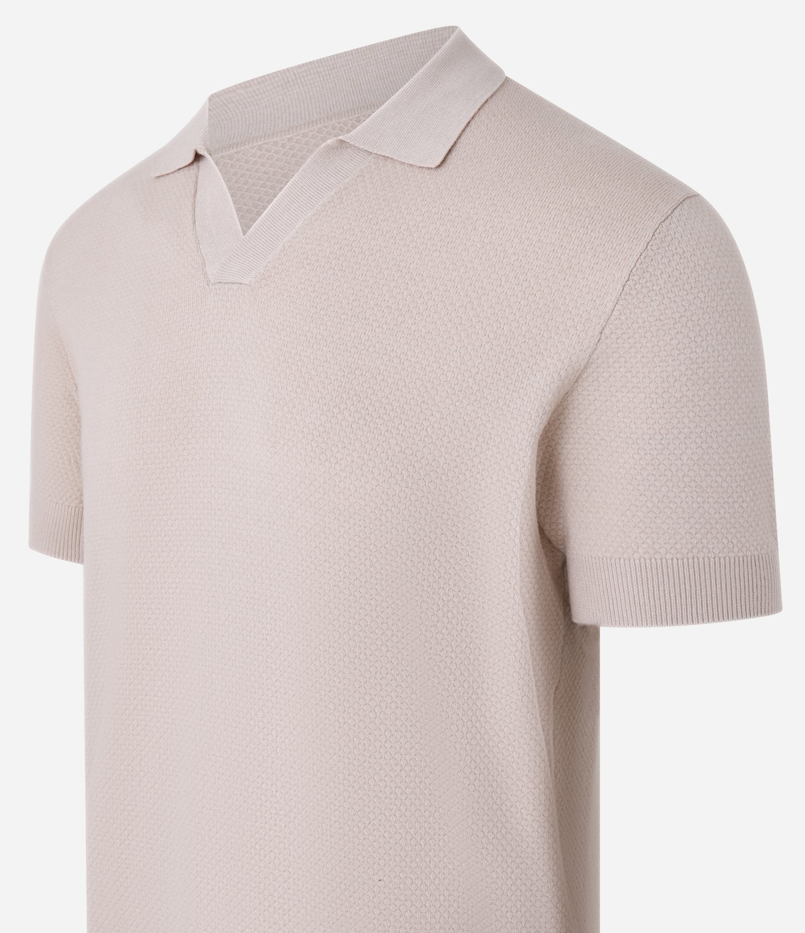 Camiseta Polo em Viscose com Gola V Bege 6