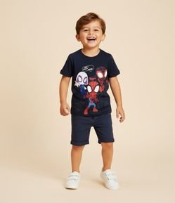 Camiseta Comfort Infantil com Estampa Spidey Brilha no Escuro - Tam 2 a 5 Anos