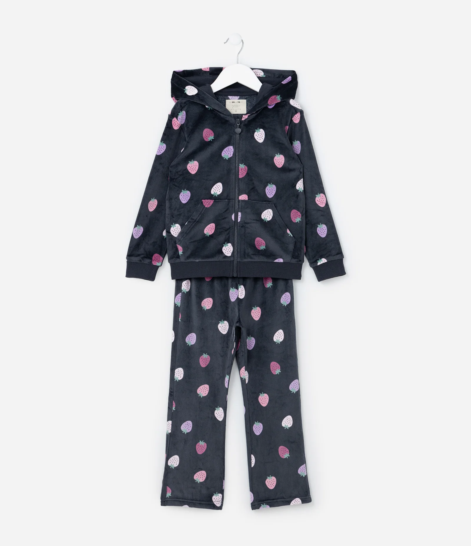 Conjunto Infantil em Plush com Estampa Morangos - Tam 1 a 5 Anos Cinza 1