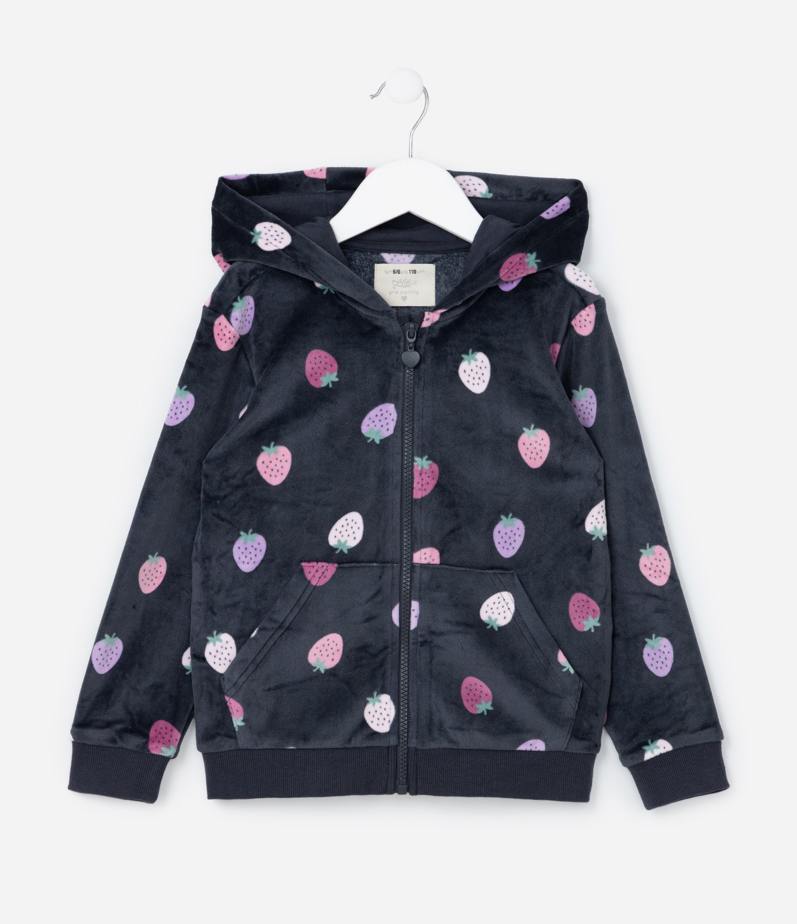 Conjunto Infantil em Plush com Estampa Morangos - Tam 1 a 5 Anos Cinza 3