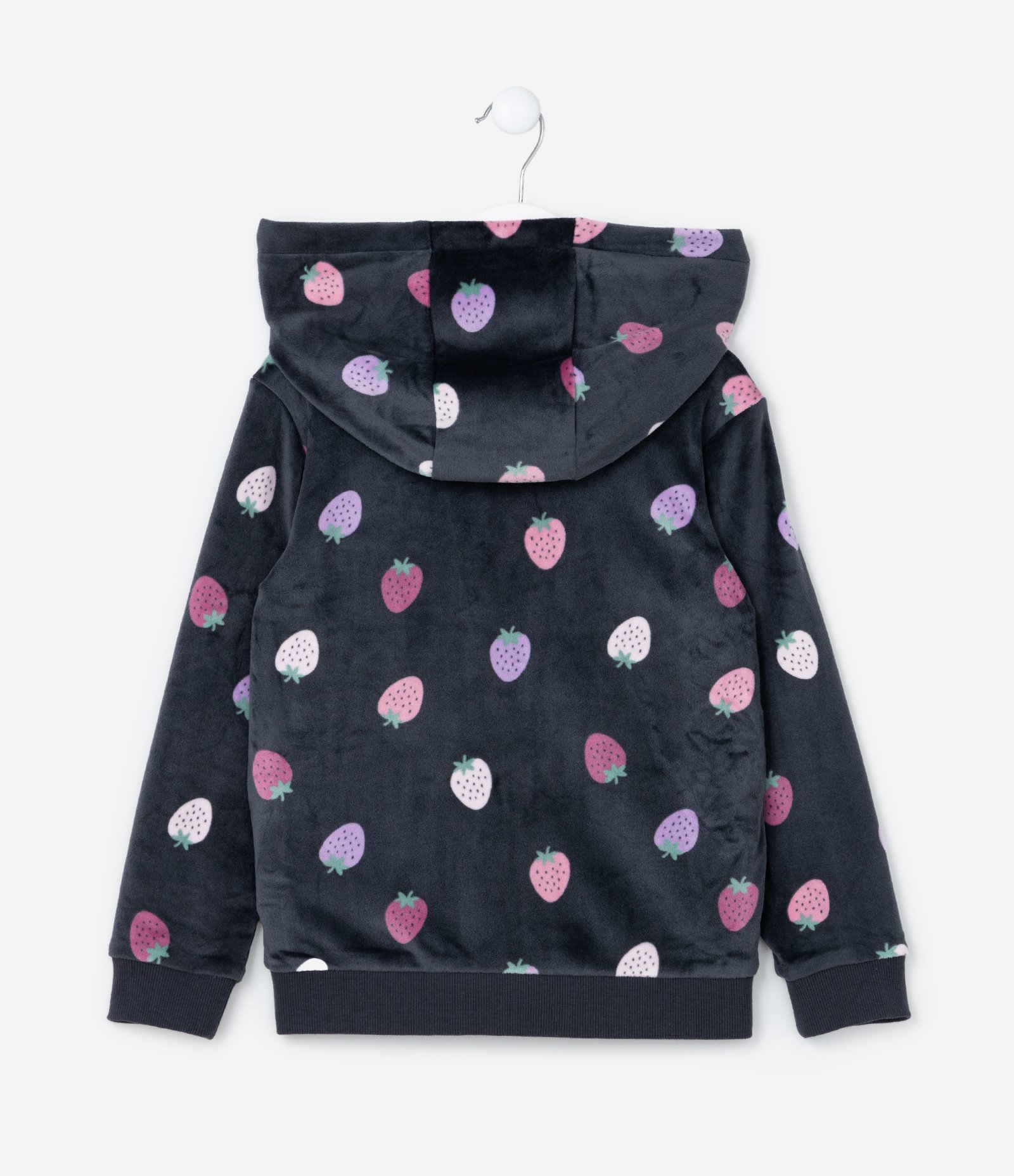 Conjunto Infantil em Plush com Estampa Morangos - Tam 1 a 5 Anos Cinza 4