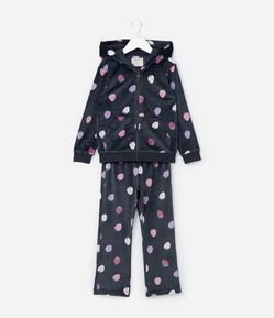Conjunto Infantil em Plush com Estampa Morangos - Tam 1 a 5 Anos