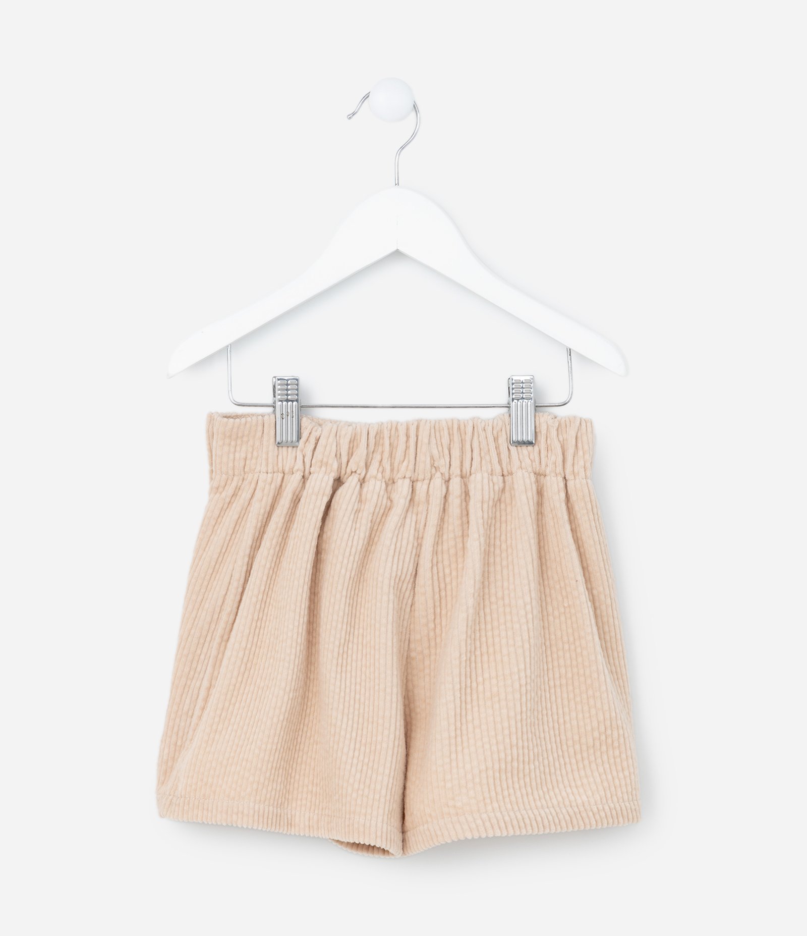 Short Saia Infantil em Veludo com Detalhe de Botões - Tam 5 a 14 Anos Bege 2