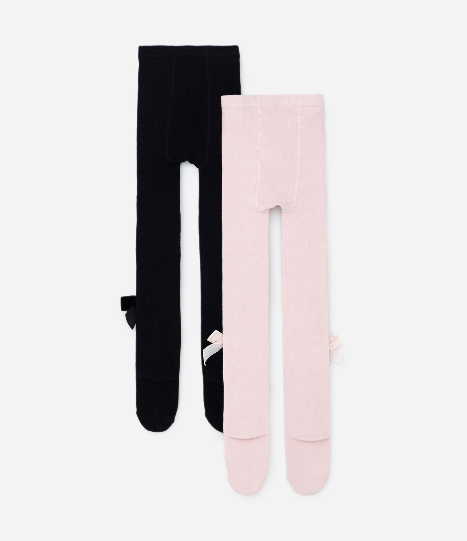 Kit 02 Meias Calças Infantis com Lacinho Aplicado - Tam PP ao G Rosa/Preto 2