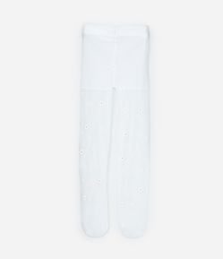 Meia Calça Infantil com Textura de Margaridas - Tam PP ao G