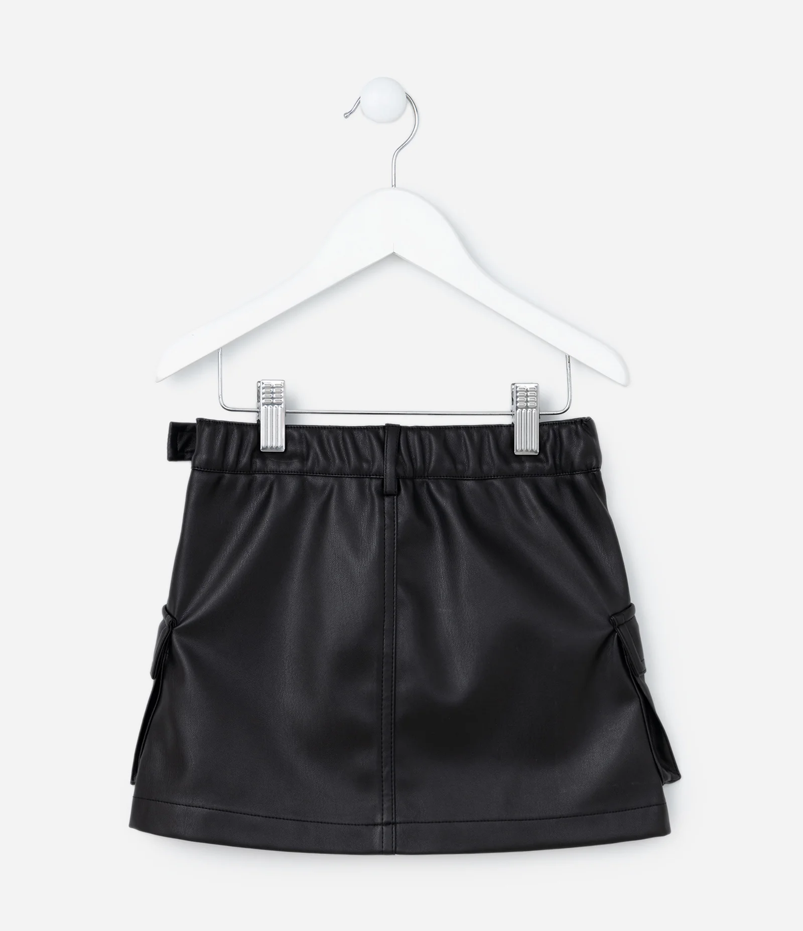 Saia Infantil em PU com Cinto e Bolsos - Tam 5 a 14 Anos Preto 2