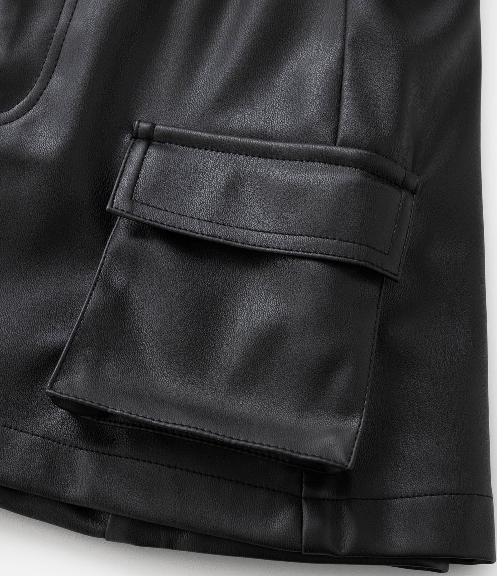 Saia Infantil em PU com Cinto e Bolsos - Tam 5 a 14 Anos Preto 5