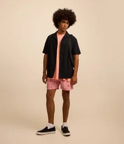 Bermuda em Microfibra com Estampa Mini Coqueiros