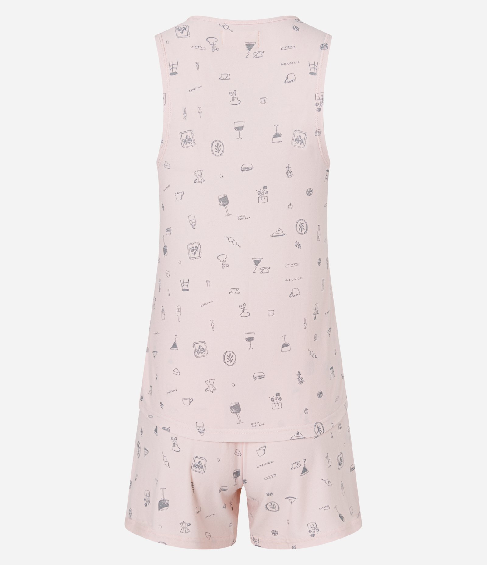 Pijama Short Doll Regata com Estampa de Gravataria e Toque Suave Rosa 5