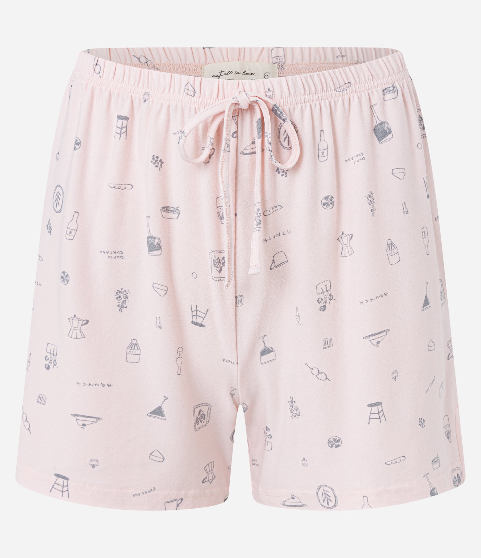 Pijama Short Doll Regata com Estampa de Gravataria e Toque Suave Rosa 6
