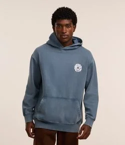 Casaco Relaxed em Moletom com Felpa com Capuz e Estampa Lettering Never Settle