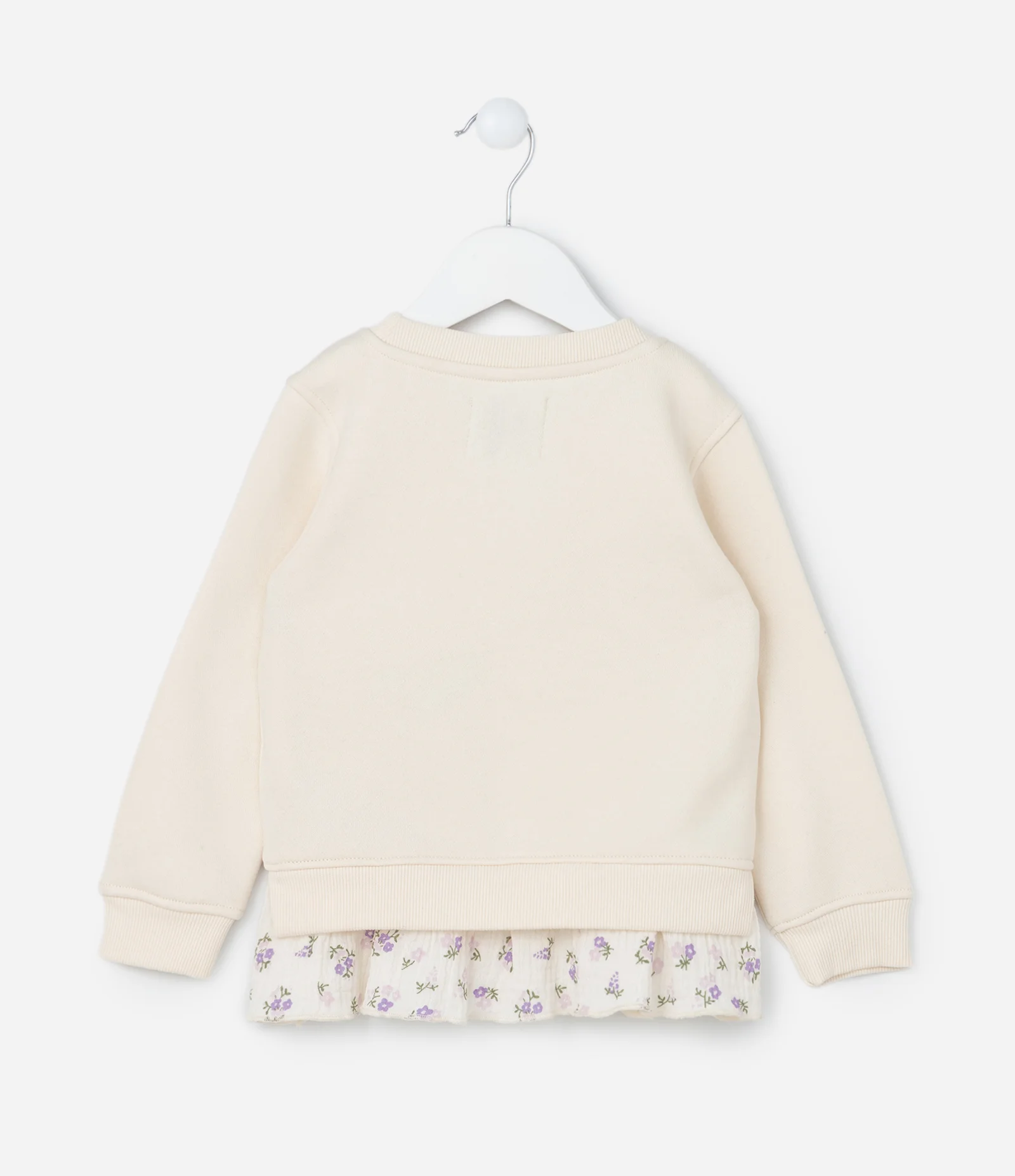 Casaco Infantil com Barra Diferenciada e Bordado Borboleta - Tam 1 a 5 Anos Bege 2