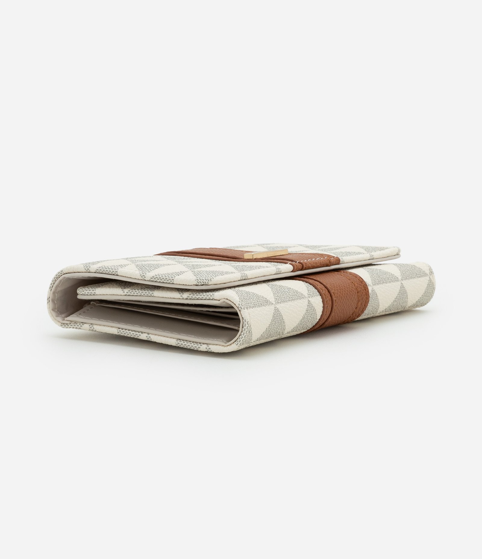 Carteira Envelope Média em PU Estampa Triângulos com Listra Off White 3