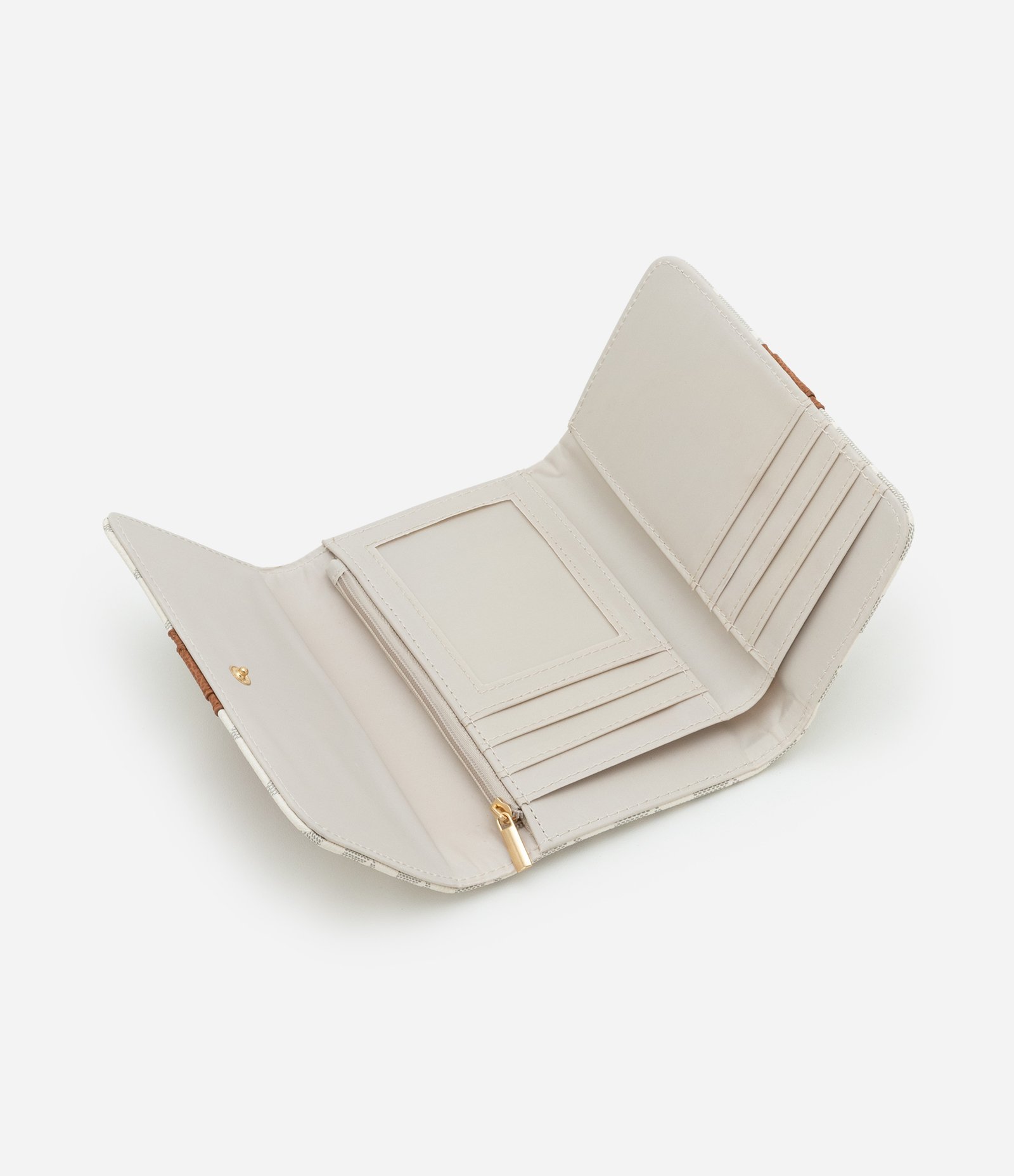 Carteira Envelope Média em PU Estampa Triângulos com Listra Off White 5