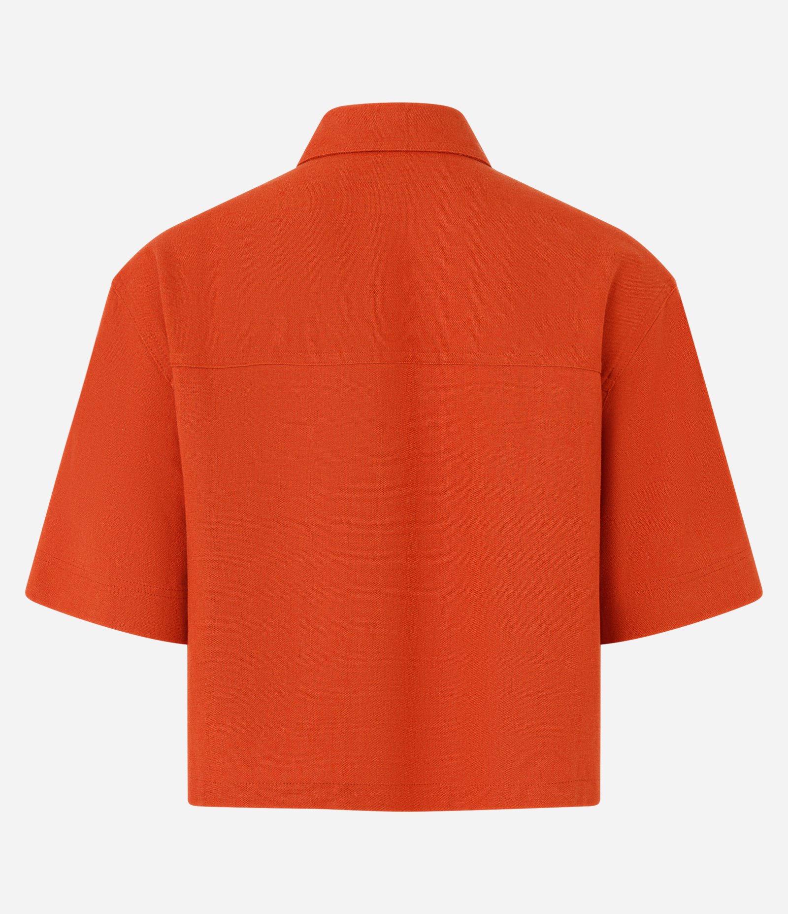 Camisa Curta em Viscose e Linho com Bolsos Laranja 5
