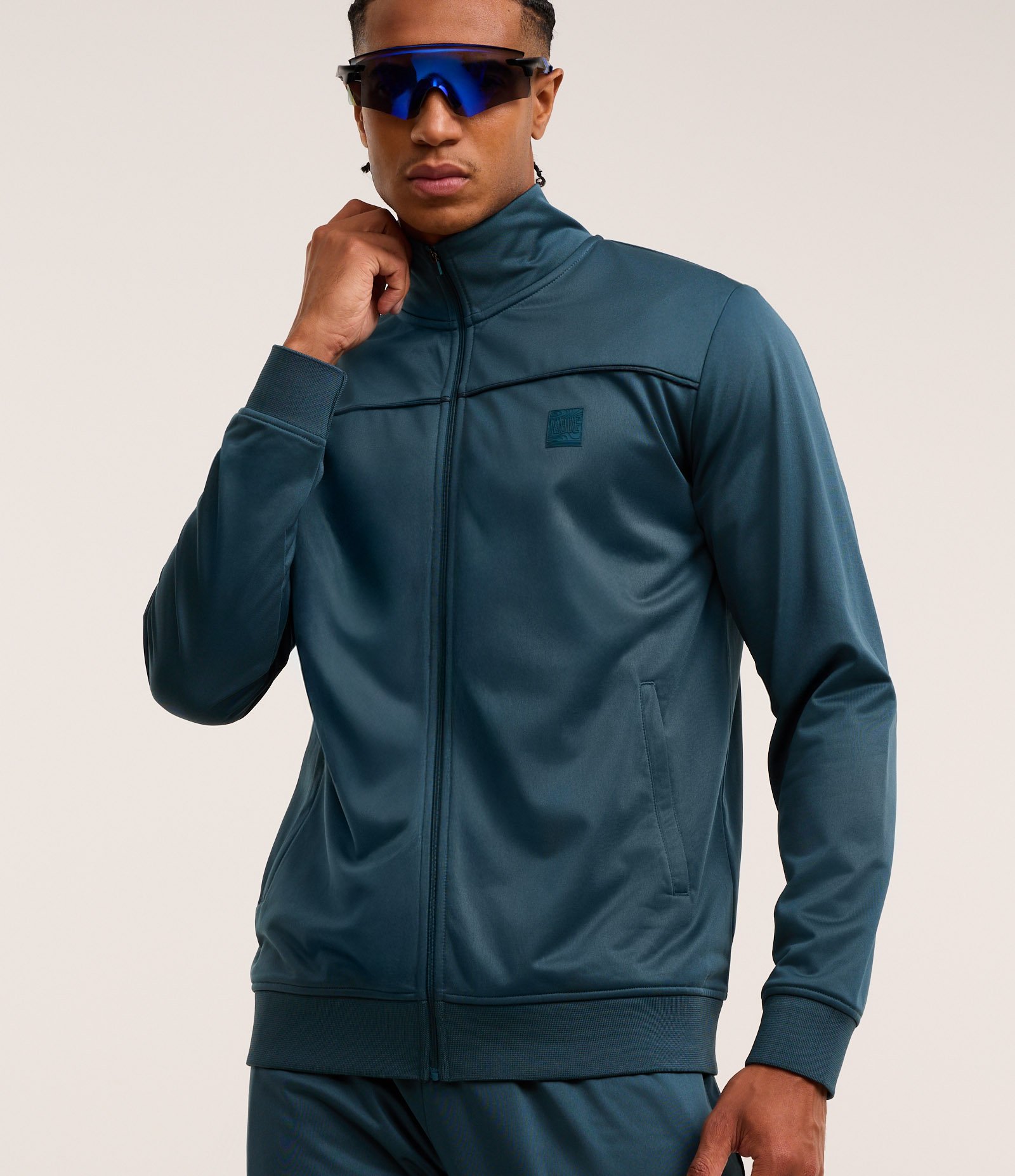 Jaqueta Esportiva em Helanca com Detalhes em Frisos Azul 1