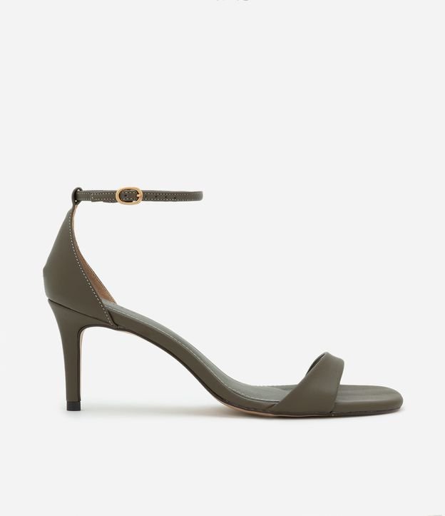 Sandália Salto Fino com Bico Quadrado e Tira Única