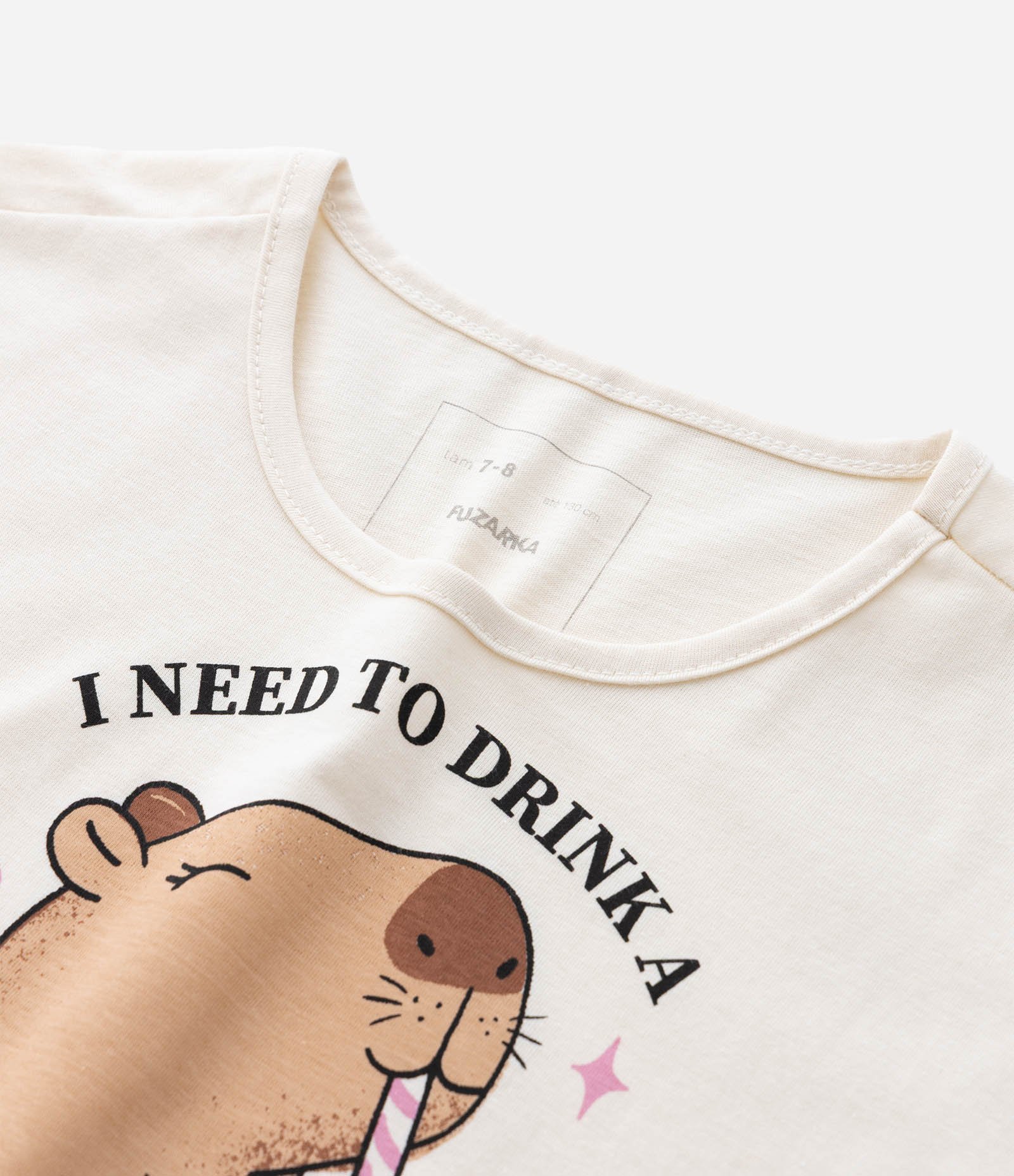 Camiseta Cropped com Estampa de Capivara - Tam 7 a 14 Anos Off White 4