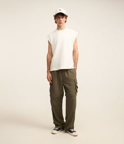 Calça Paper Touch Vira Bermuda com Puxador na Barra