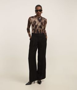 Calça Alfaiatada WIde Leg Cintura Alta com Pregas