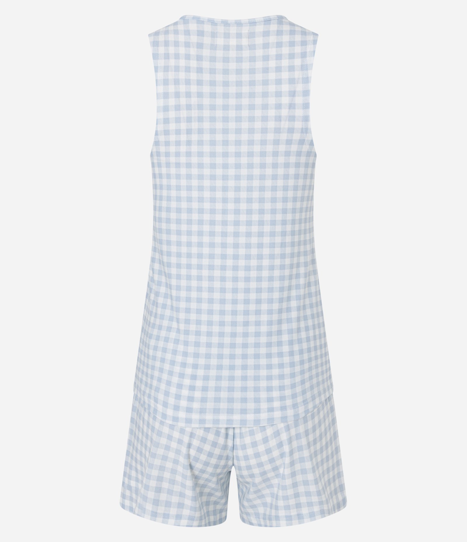 Pijama Short Doll Regata com Estampa Xadrez e Toque Suave Azul 6