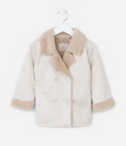 Jaqueta Infantil em Suedine com Pelinhos e Botões - Tam 1 a 5 Anos