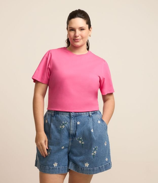 Blusa em Algodão com Manga Bufante Curve & Plus Size
