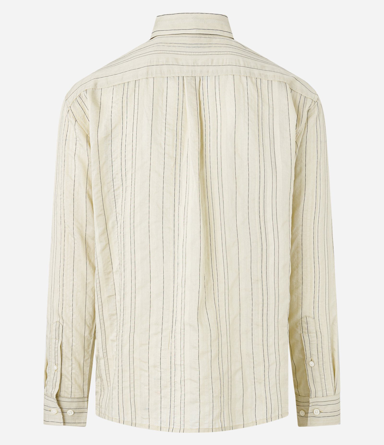 Camisa Relaxed em Ana Ruga com Listras Finas Bege 9