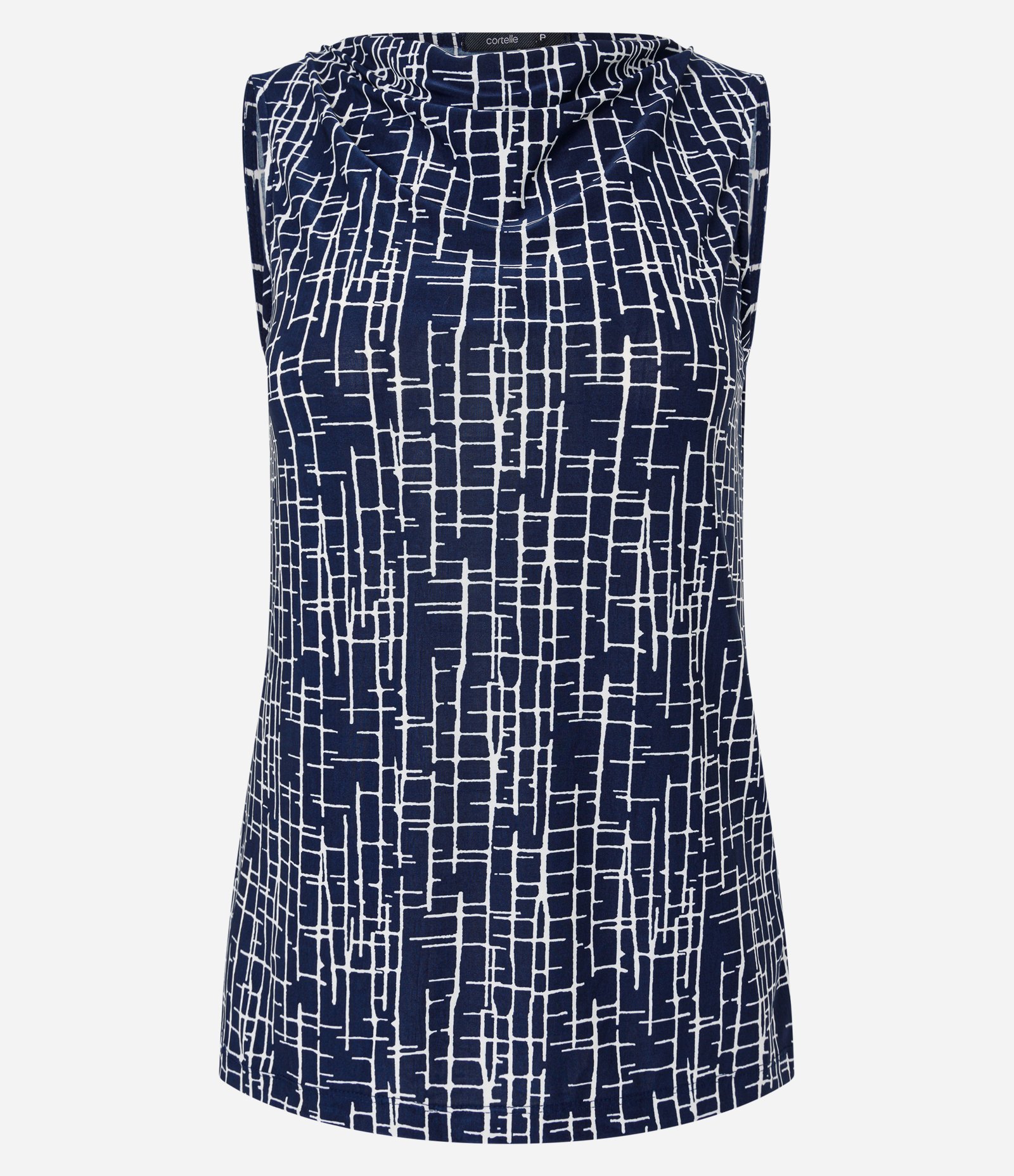 Blusa em Microfibra com Decote Degagê e Estampa Geométrica Azul 4