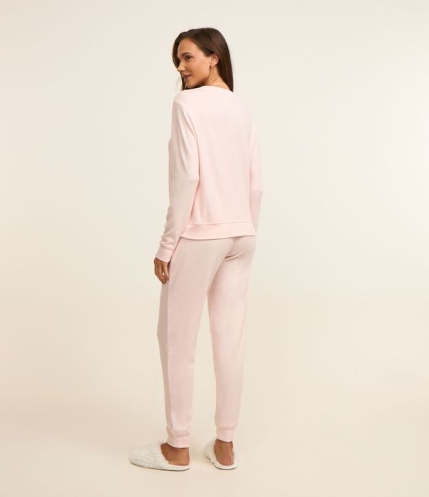 Pijama Longo em Tricot e com Detalhe de Laço no Cós
