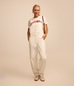 Jardineira Balloon em Sarja com Abertura nas Laterais