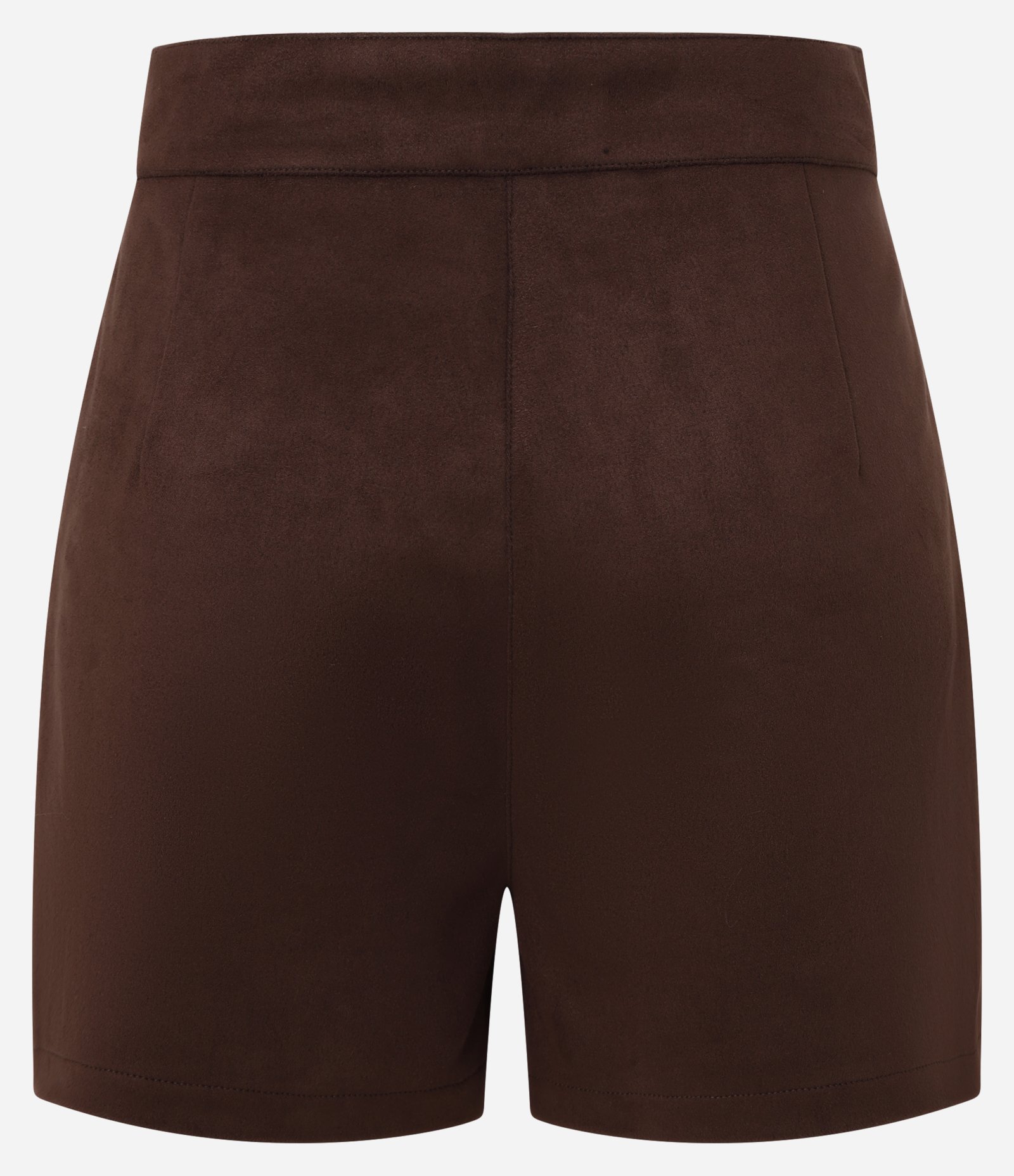 Short Curto em Suedine com Fechamento Deslocado Marrom 11