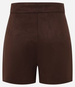 Short Curto em Suedine com Fechamento Deslocado