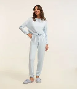 Pijama Longo em Poliviscose com Amarração na Barra