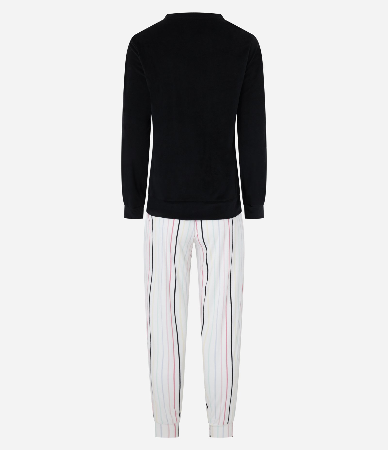 Pijama Longo com Estampa de Listras e de Laço Preto 7