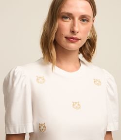 Blusa em Algodão com Manga Bufante