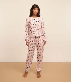 Pijama Longo Com Toque Suave e Estampa de Cachorro