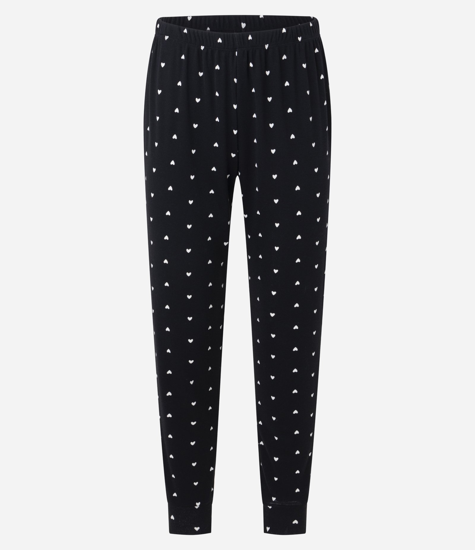 Pijama Longo em Ribana Estampa Coração Preto 4