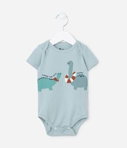 Body Infantil em Algodão com Estampa Dinos - Tam 0 a 18 meses