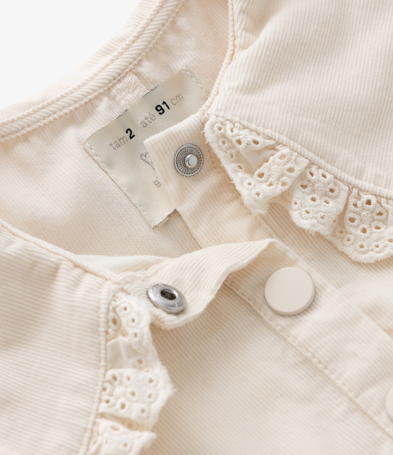 Vestido Infantil em Veludo com Gola Boneca - Tam 1 a 5 Anos Bege 5