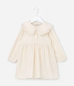 Vestido Infantil em Veludo com Gola Boneca - Tam 1 a 5 Anos