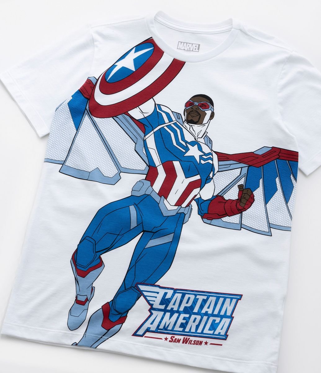 Camiseta Infantil com Estampa Capitão América Sam Wilson Tam a