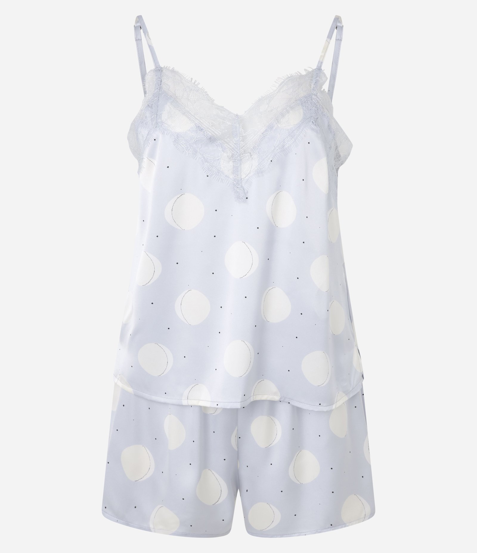 Pijama Short Doll de Alcinha em Cetim com Estampa de Lua Azul 4