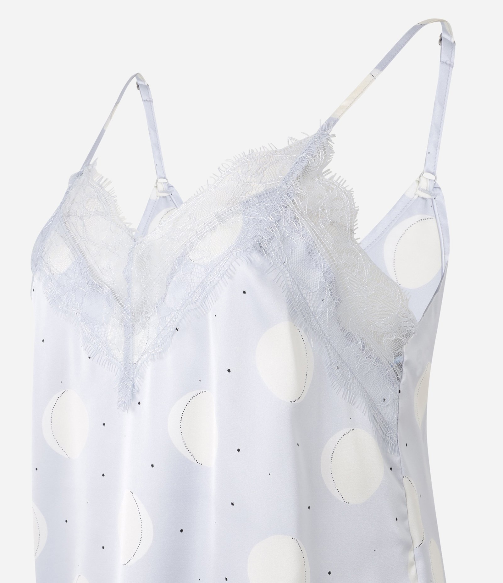 Pijama Short Doll de Alcinha em Cetim com Estampa de Lua Azul 5