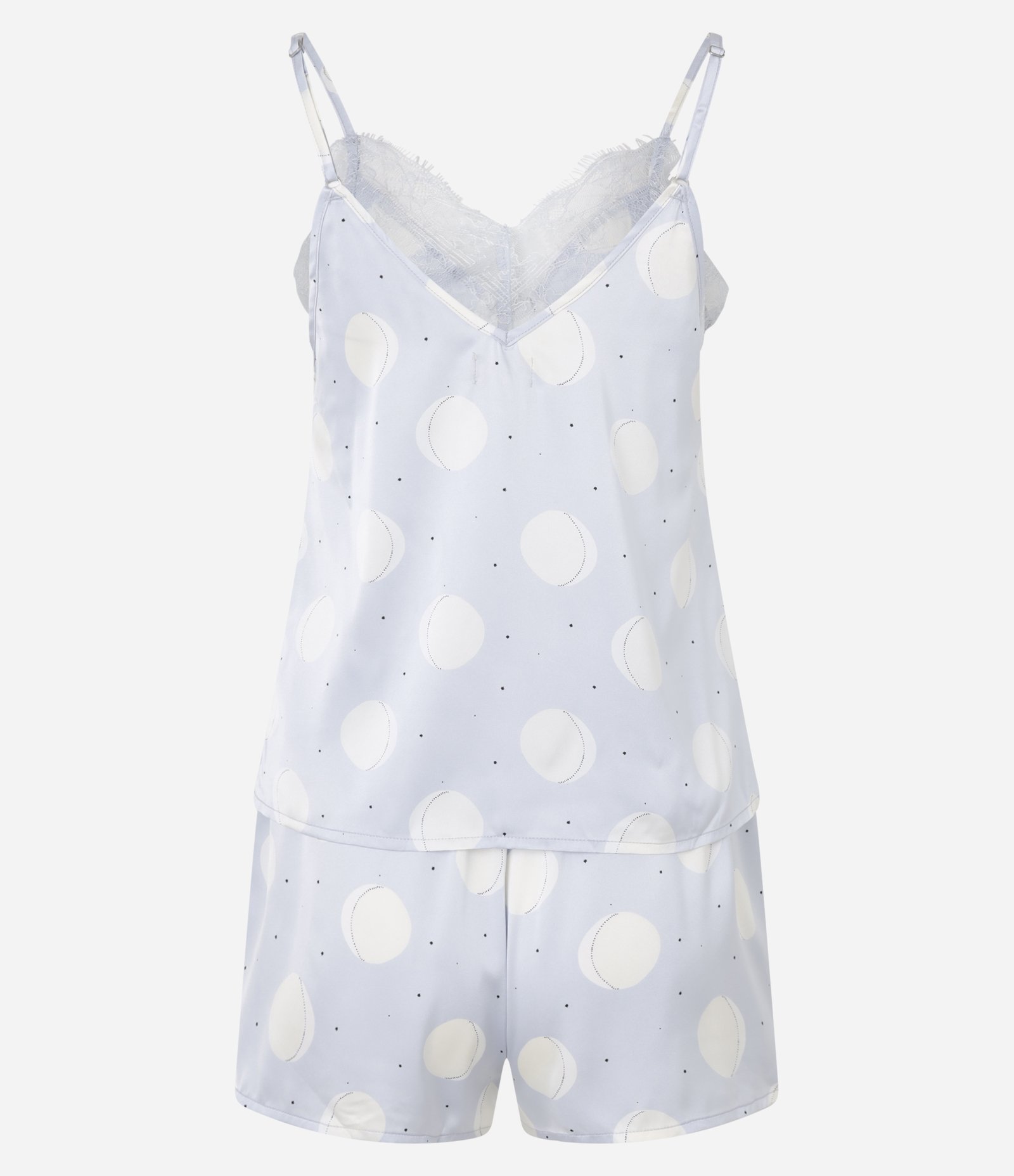 Pijama Short Doll de Alcinha em Cetim com Estampa de Lua Azul 6